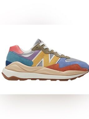 New Balance Women's Multicolor Suede & Mesh Sneaker - Blue, Yellow, Coral